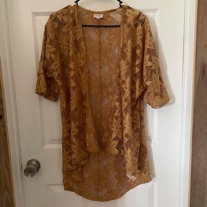 LuLaRoe Mustard Lace Kimono Top
